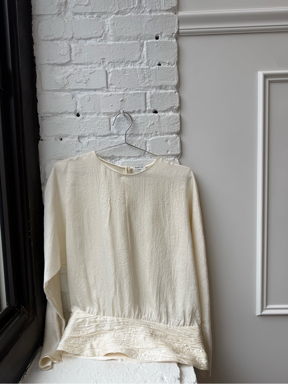 Massimo Dutti Ivory Textured Long Sleeve Top